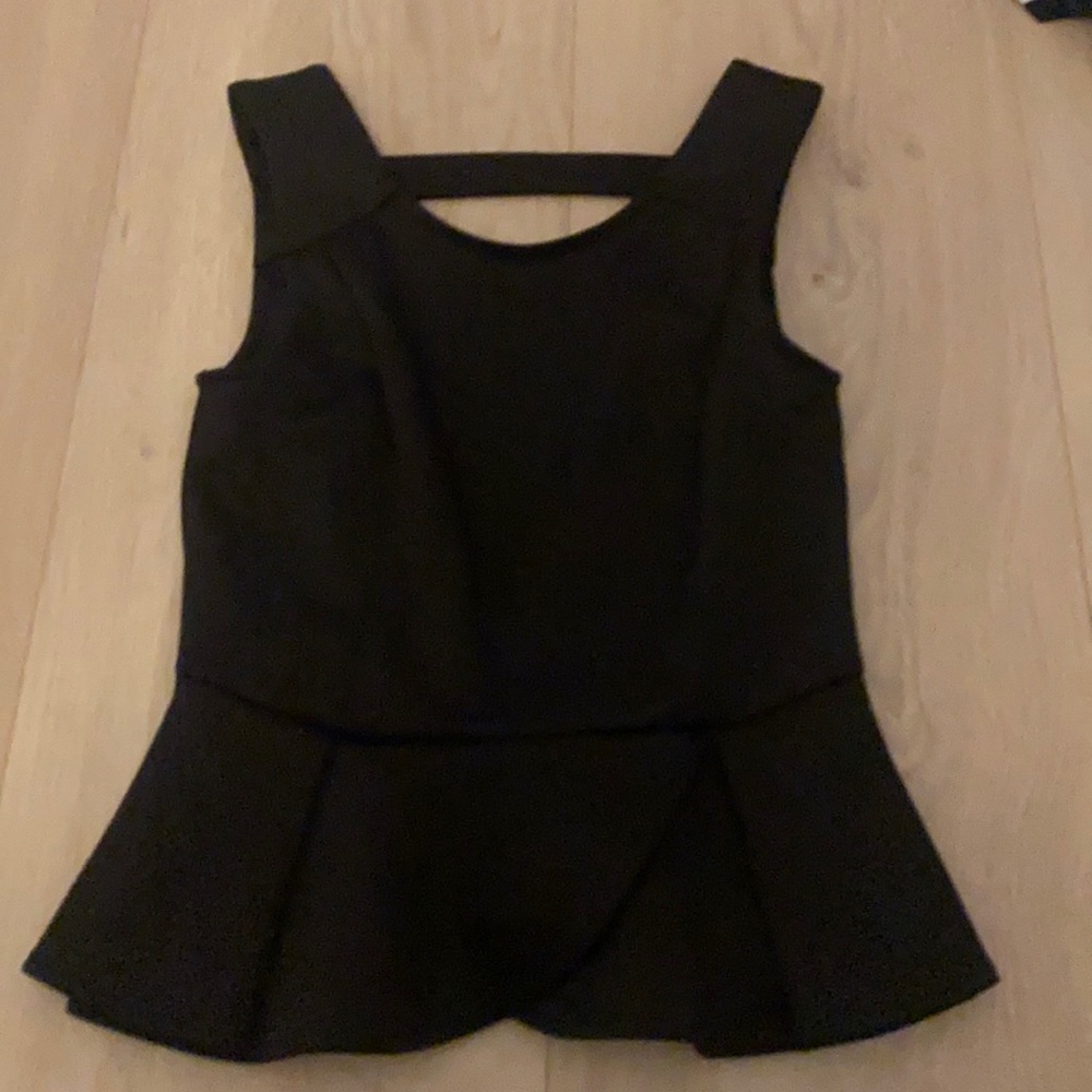 Black Peplum Top, Backless Accent